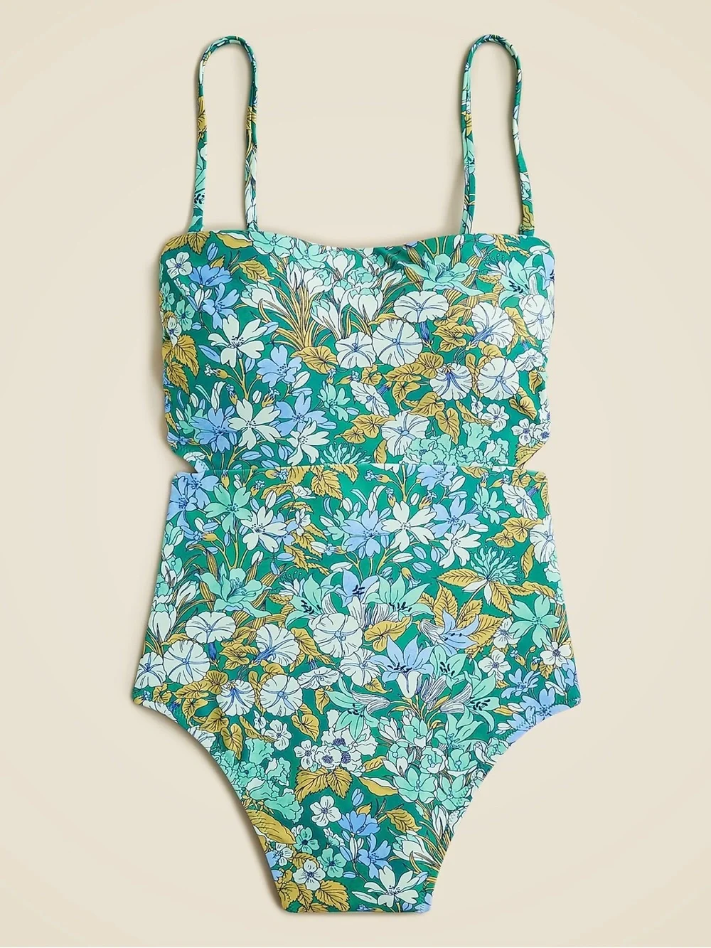J. Crew Cutout One-Piece Swimsuit in Aqua Blooms